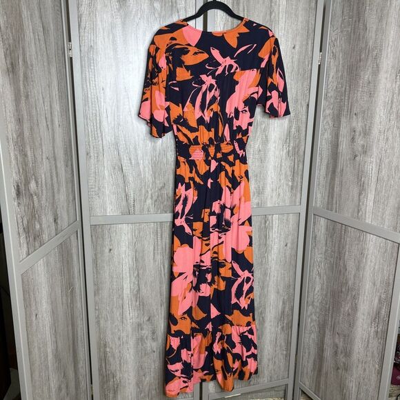 Abel The Label Midi Dress High Low Hem Floral Print Flutter Sleeve Size XS - Picture 6 of 8